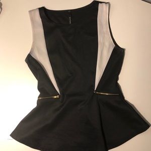 Black & White Zipper Peplum Top